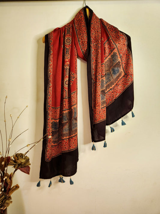 Ajrakh Modal Silk Stole