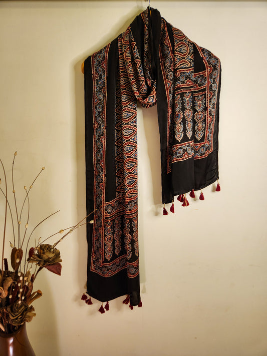 Ajrakh Modal Silk Stole