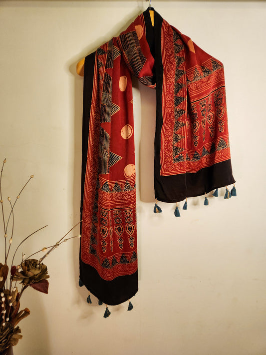 Ajrakh Modal Silk Stole