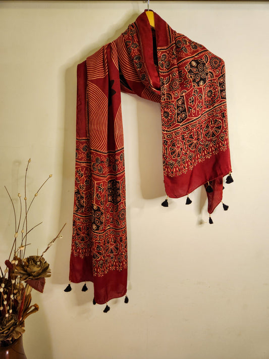 Ajrakh Modal Silk Stole