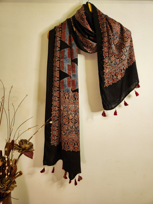 Ajrakh Modal Silk Stole